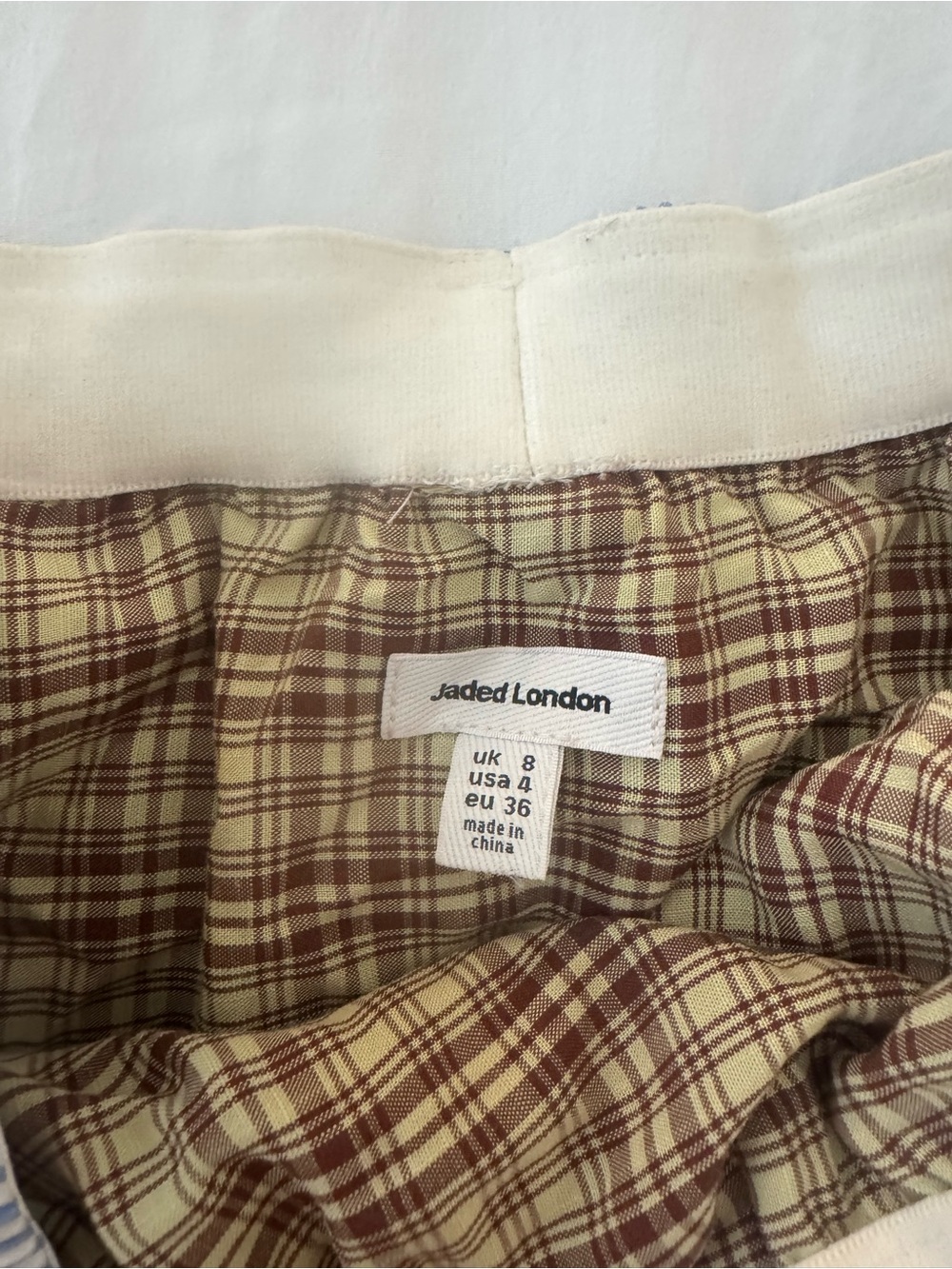 Jaded London Cream and Brown Plaid Cami & Bubble skirt set - Picture 3 of 3